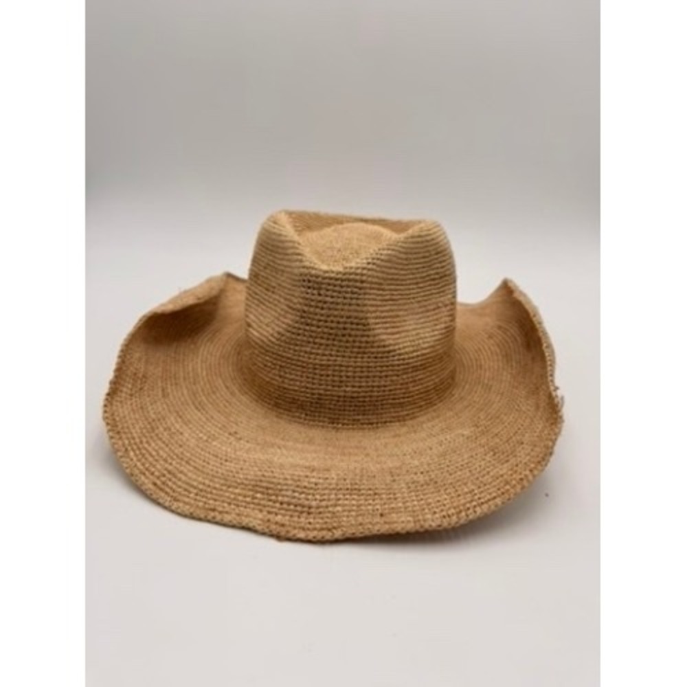 Casa Clara Rattan Straw Hat Women M/L Tan Excellent Western‎ Sun Beach Wide Brim